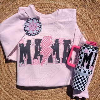 Mama Lightning Bolt Sweatshirt Bundle | Mama Crewneck & Tumbler Gift Set