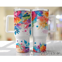 Load image into Gallery viewer, 40 oz. Bright Floral Tumbler w/Handle
