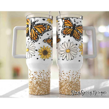 Load image into Gallery viewer, 40 oz. Daisy Butterfly Tumbler w/Handle

