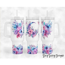 Load image into Gallery viewer, 40 oz. Bright Floral Moon Tumbler w/Handle
