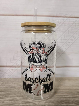 Baseball Mom Glass Can