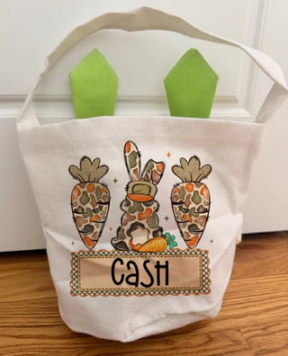 Camo Easter bunny tote reusable kids Easter basket