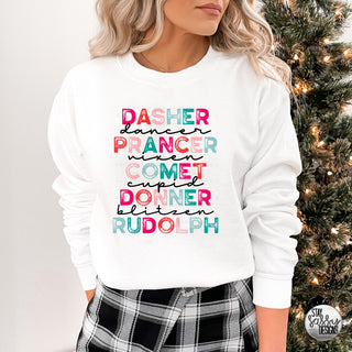 Colorful Reindeer Names (Multiple Shirt Styles)