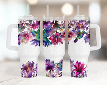 Load image into Gallery viewer, 40 oz. Floral Hummingbird Tumbler w/Handle
