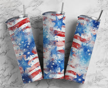 Load image into Gallery viewer, Watercolor Stars &amp; Stripes Tumbler
