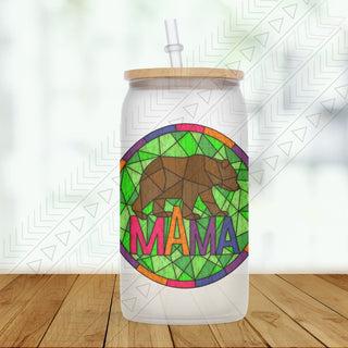 Mama Bear Mosaic Glass Can
