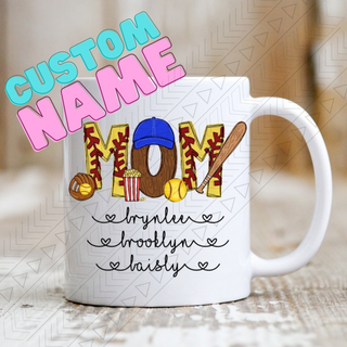 Baseball and softball themed personalized mug for mom