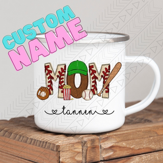 Custom softball mom coffee mug with children names
