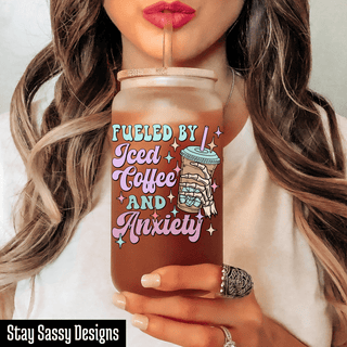 Fueled By Iced Coffee & Anxiety Libbey Glass Tumbler