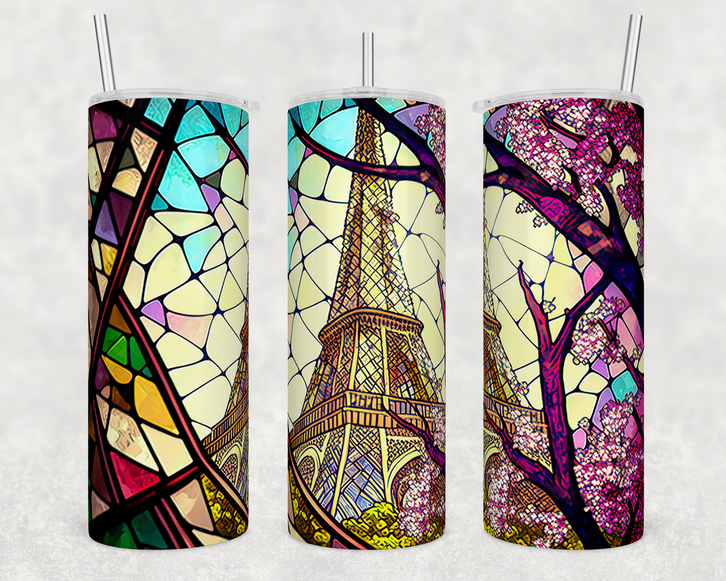 Stained Glass Effel Tower Tumbler