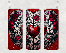 Load image into Gallery viewer, Stained Glass Heart Rose Tumbler

