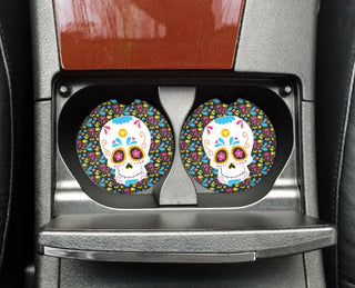 Sugar Skull Car Coasters