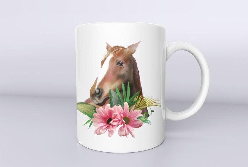 Pink Floral Horse Mug