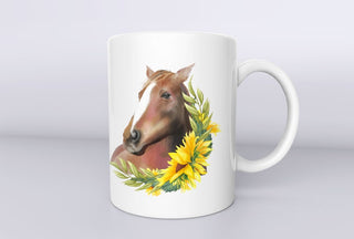 Yellow Floral Horse Mug