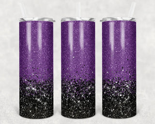 Purple & Black Chunky Glitter Ombre Tumbler