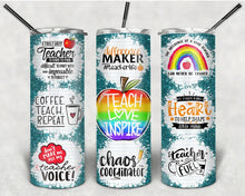 Load image into Gallery viewer, Teal Glitter Teacher Tumbler
