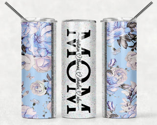 Personalized Blue Florals Mom Tumbler