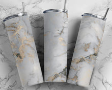 Load image into Gallery viewer, White &amp; Gold Marble Tumbler
