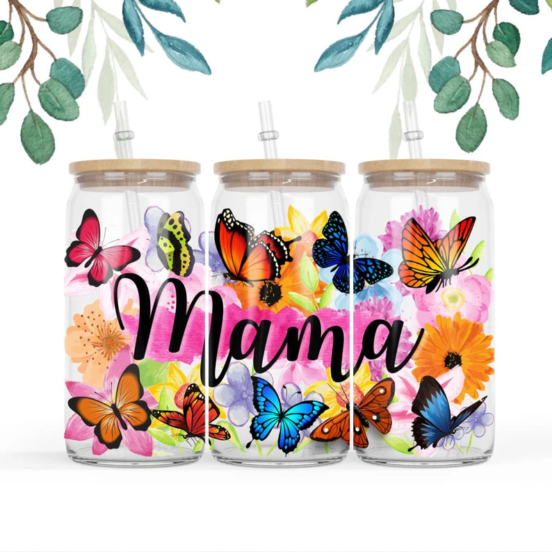 Mama Butterfly Libbey Glass Tumbler