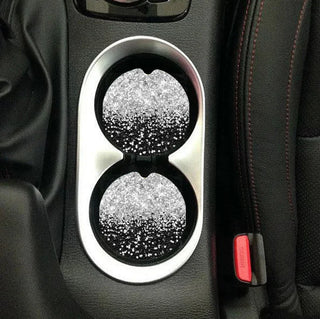 Black & Silver Glitter Car Coasters