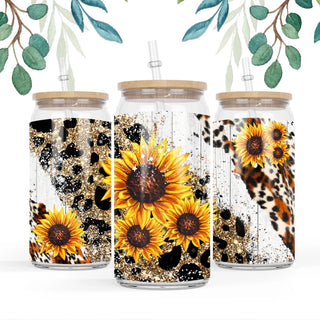 Cheetah Sunflower Libbey Glass Tumbler