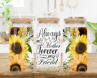 Always My Mother Sunflower Libbey Glass Tumbler