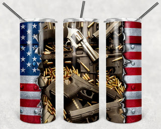 Gun American Flag Tumbler