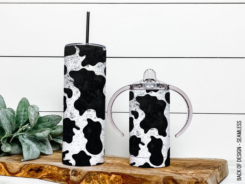 Cow Print And Teal Mama And Mini Tumbler Set, Cow Print Tumbler Gift Set,  Cow Print Sippy Cup, Mama And Mini Gift Set