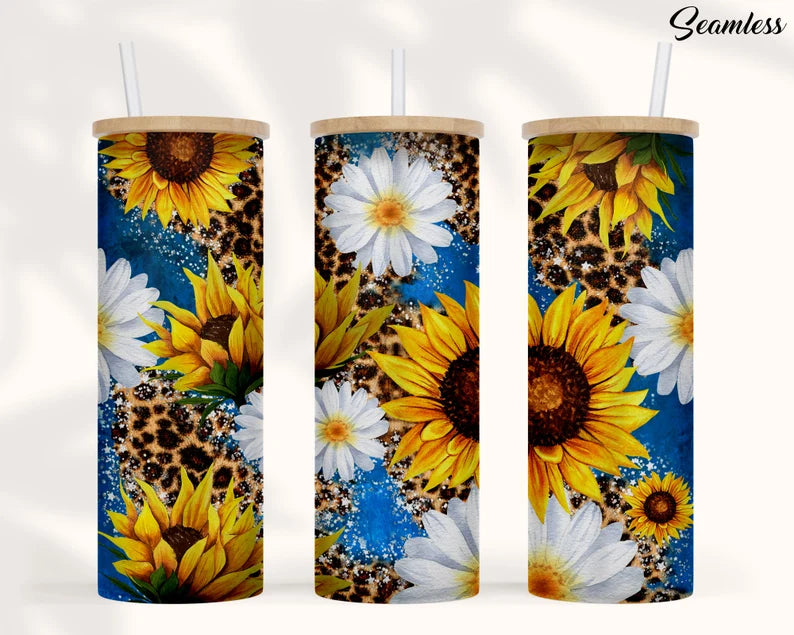 Sunflower & Daisies Glass Tumbler