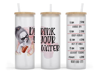Coffee Girl - Drink Your Water Glass Tumbler