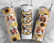 Load image into Gallery viewer, Personalized Sunflower Glitter Cheetah Pink Photo Tumbler
