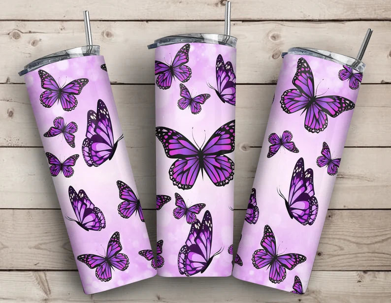 Purple Butterflies Tumbler