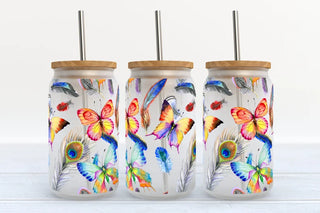 Butterflies & Feathers Libbey Glass Tumbler