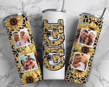 Load image into Gallery viewer, Personalized Glitter Cheetah Sunflower Photo Tumbler
