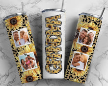 Load image into Gallery viewer, Personalized Glitter Cheetah Sunflower Photo Tumbler
