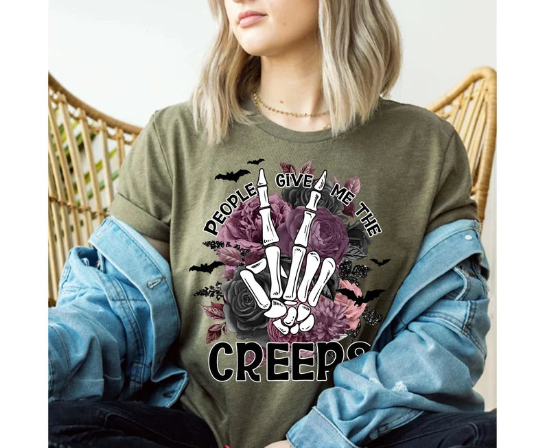 Floral People Give Me The Creeps Tee