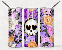 Load image into Gallery viewer, Cute Purple Floral Skull Tumbler

