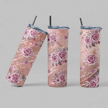 Load image into Gallery viewer, Pink Rose Glitter Tumbler
