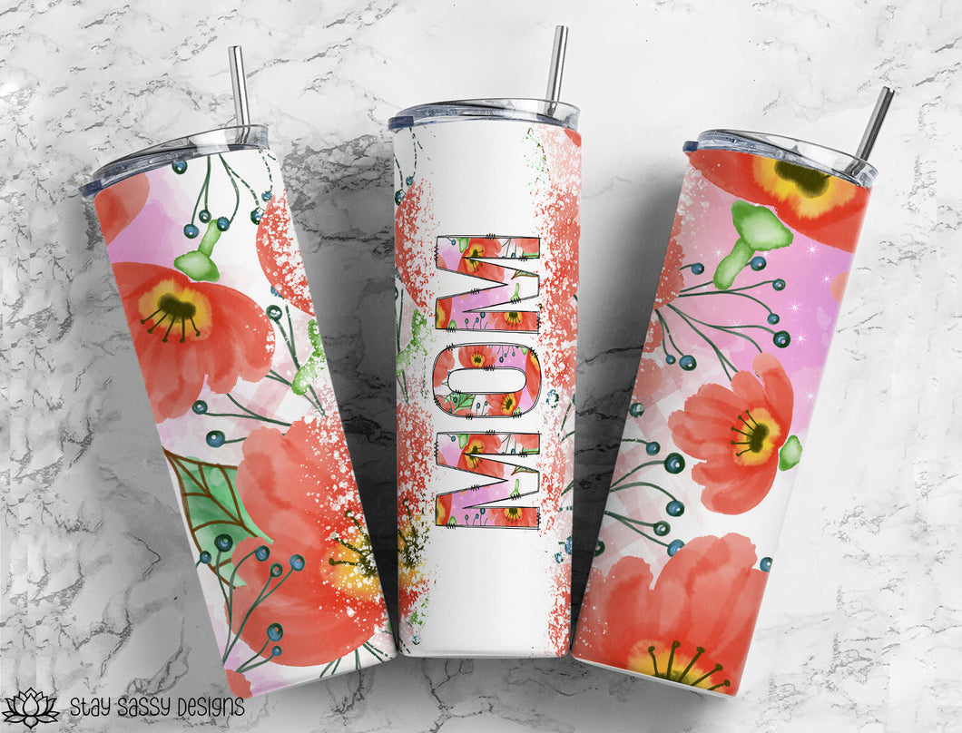 Red Floral Mom Tumbler