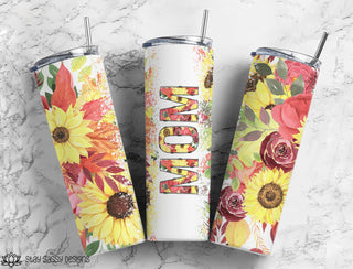 Coral & Yellow Floral Mom Tumbler