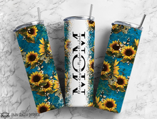 Load image into Gallery viewer, Personalized Turquoise &amp; Sunflower Mom Tumbler
