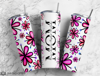 Personalized Pink Floral Mom Tumbler