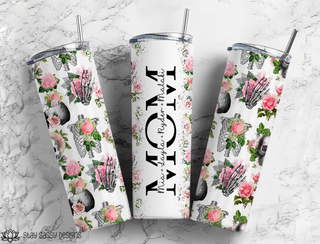 Personalized Floral Skelly Mom Tumbler